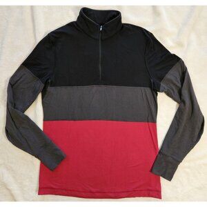 Lululemon 1/4 Quarter Zip Black Gray Red Performance Pullover - Men's Large